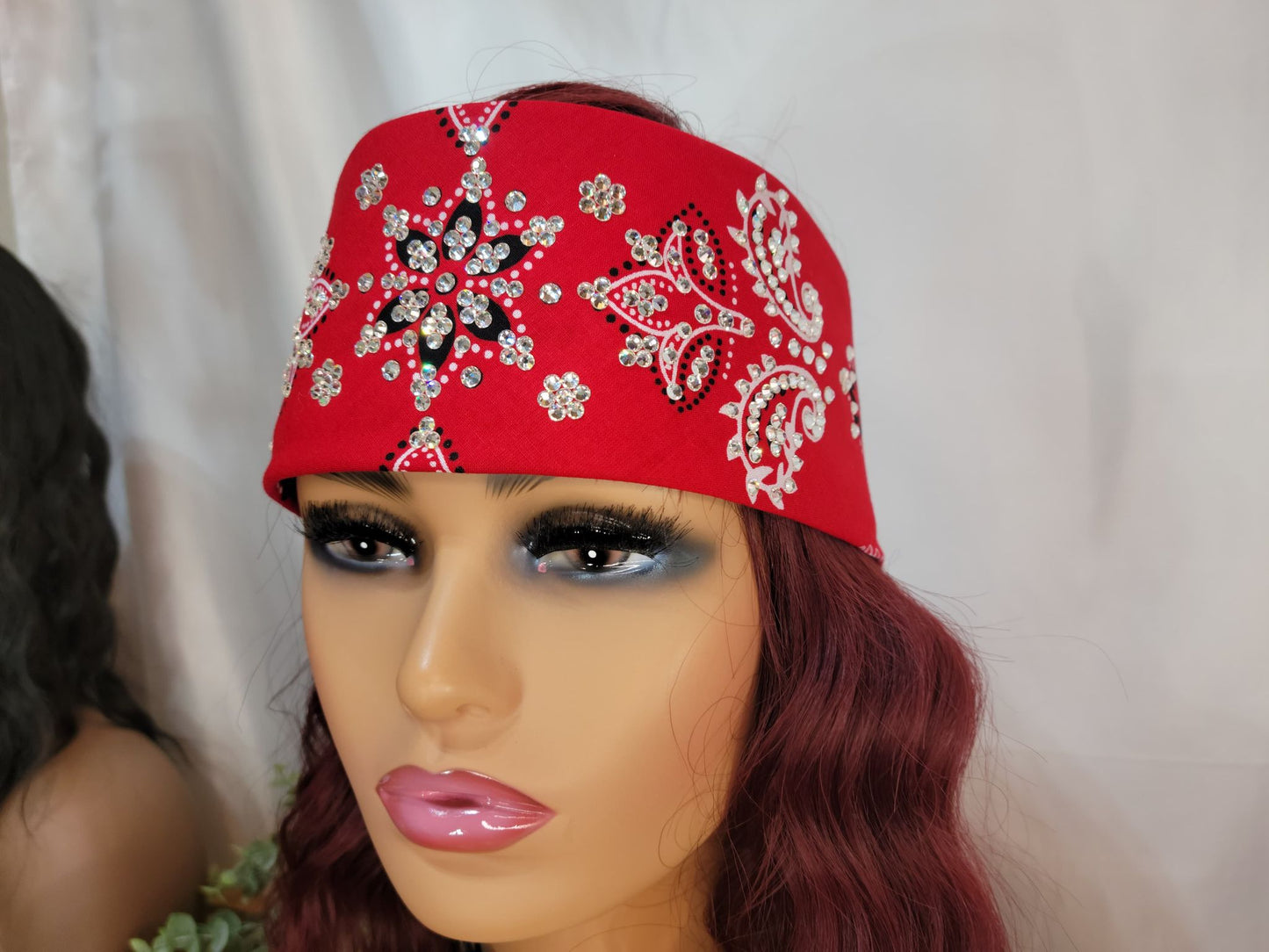 LeeAnnette Red Flower Paisley with Diamond Clear Austrian Crystals (sku4983)