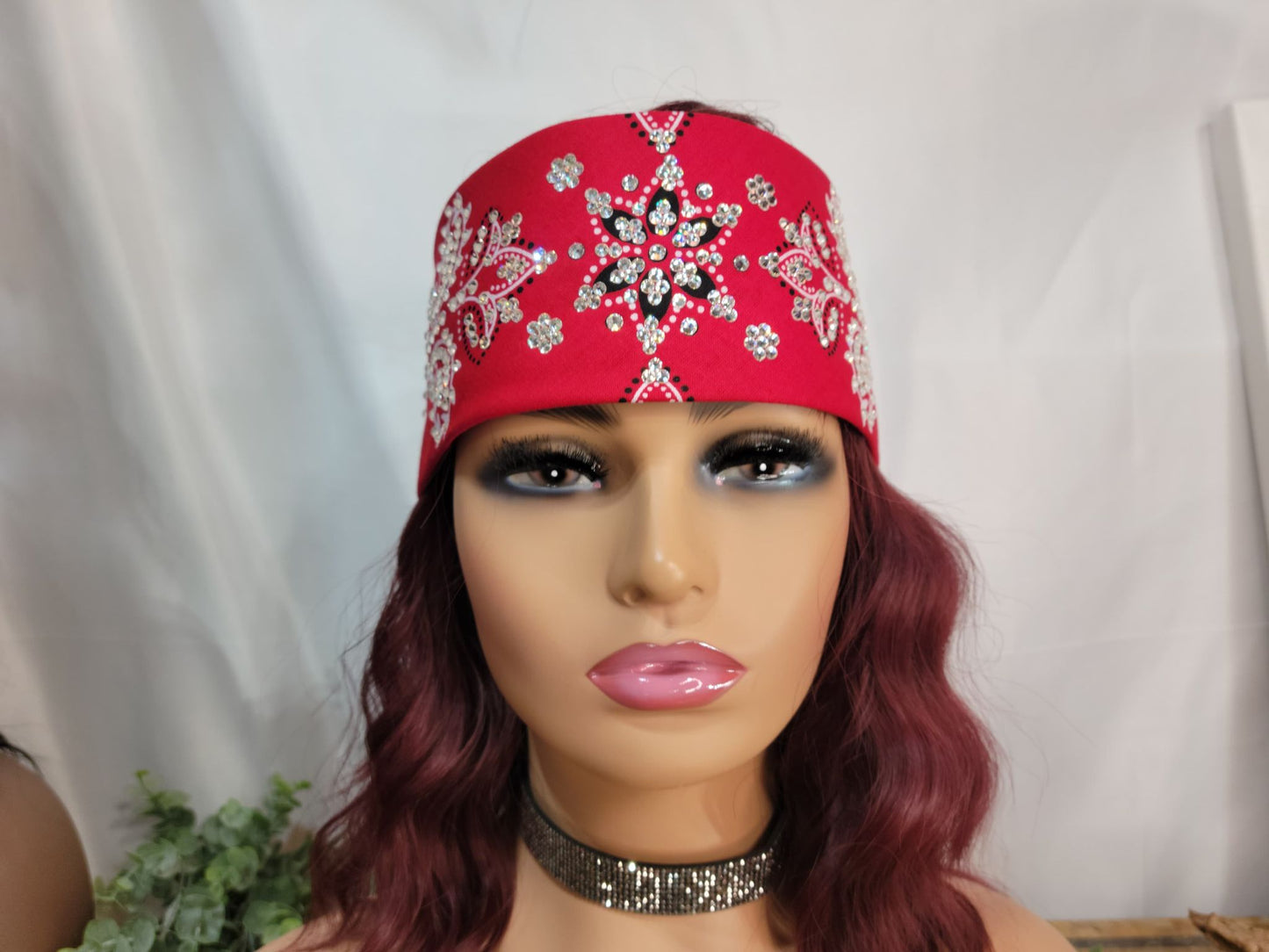 LeeAnnette Red Flower Paisley with Diamond Clear Austrian Crystals (sku4983)