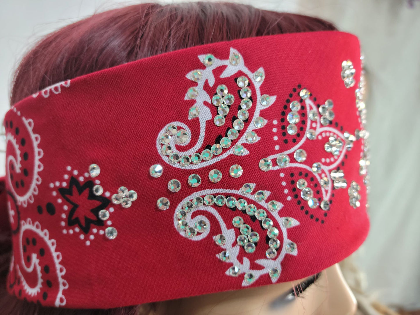 LeeAnnette Red Flower Paisley with Diamond Clear Austrian Crystals (sku4983)