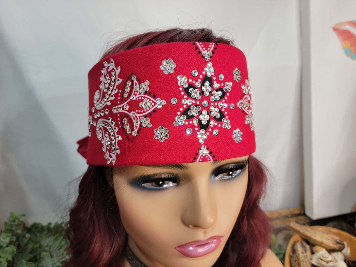 LeeAnnette Red Flower Paisley with Diamond Clear Austrian Crystals (sku4983)
