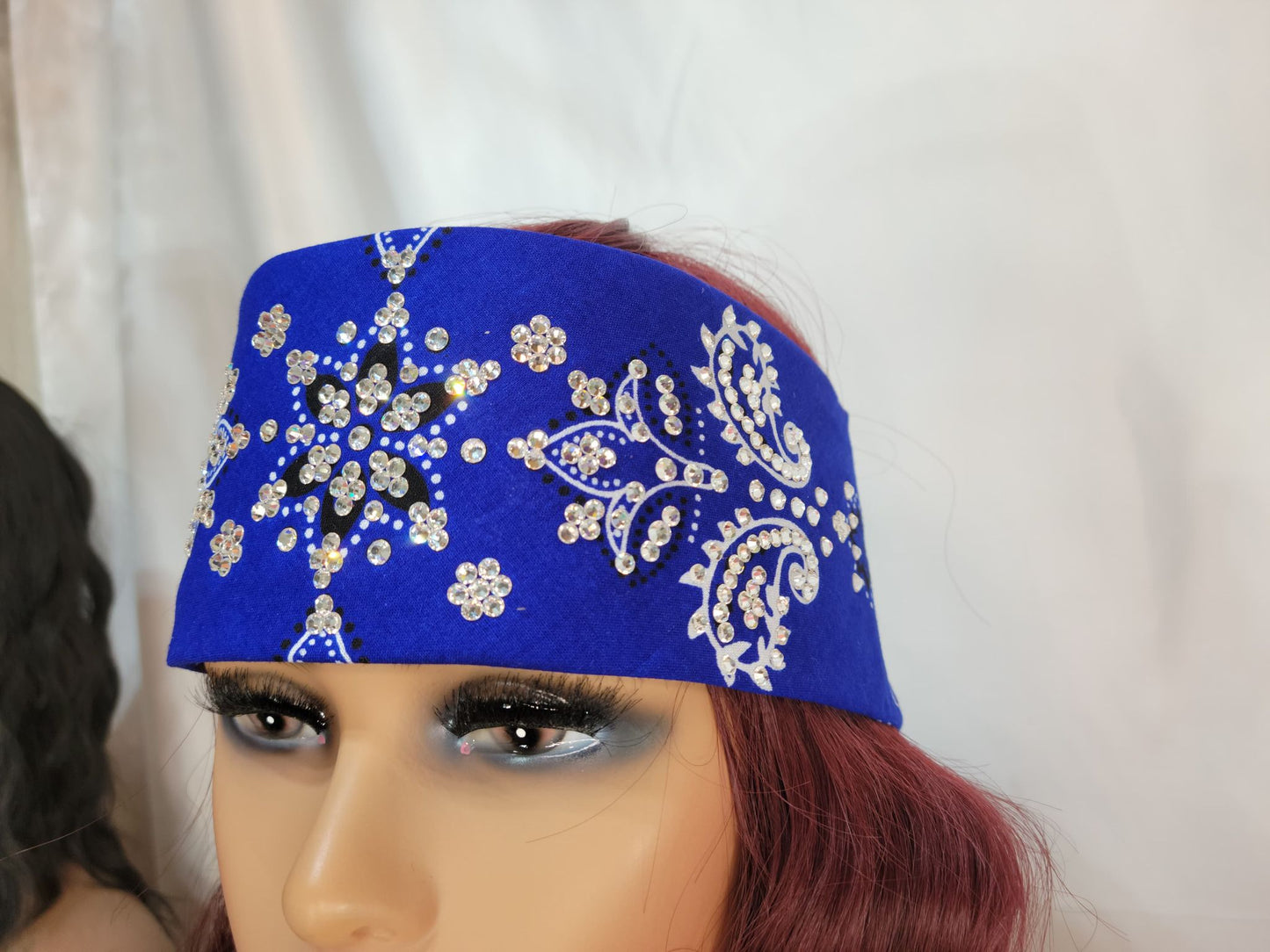 LeeAnnette Royal Blue Flower Paisley with Diamond Clear Austrian Crystals (sku4985)