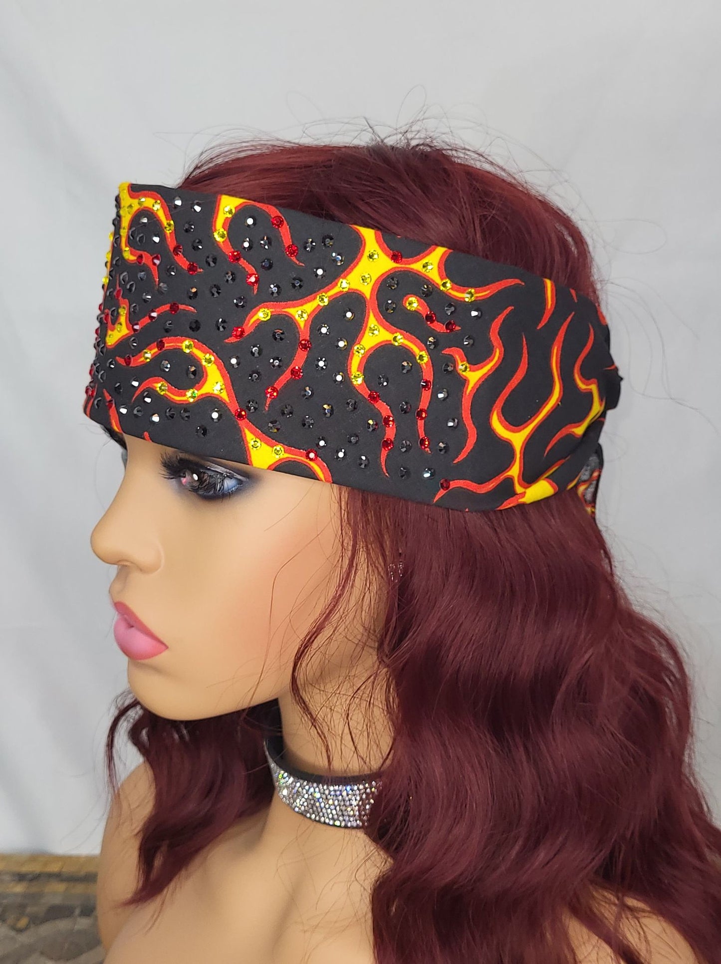 LeeAnnette Flames with Black, Red and Yellow Austrian Crystals (4991)