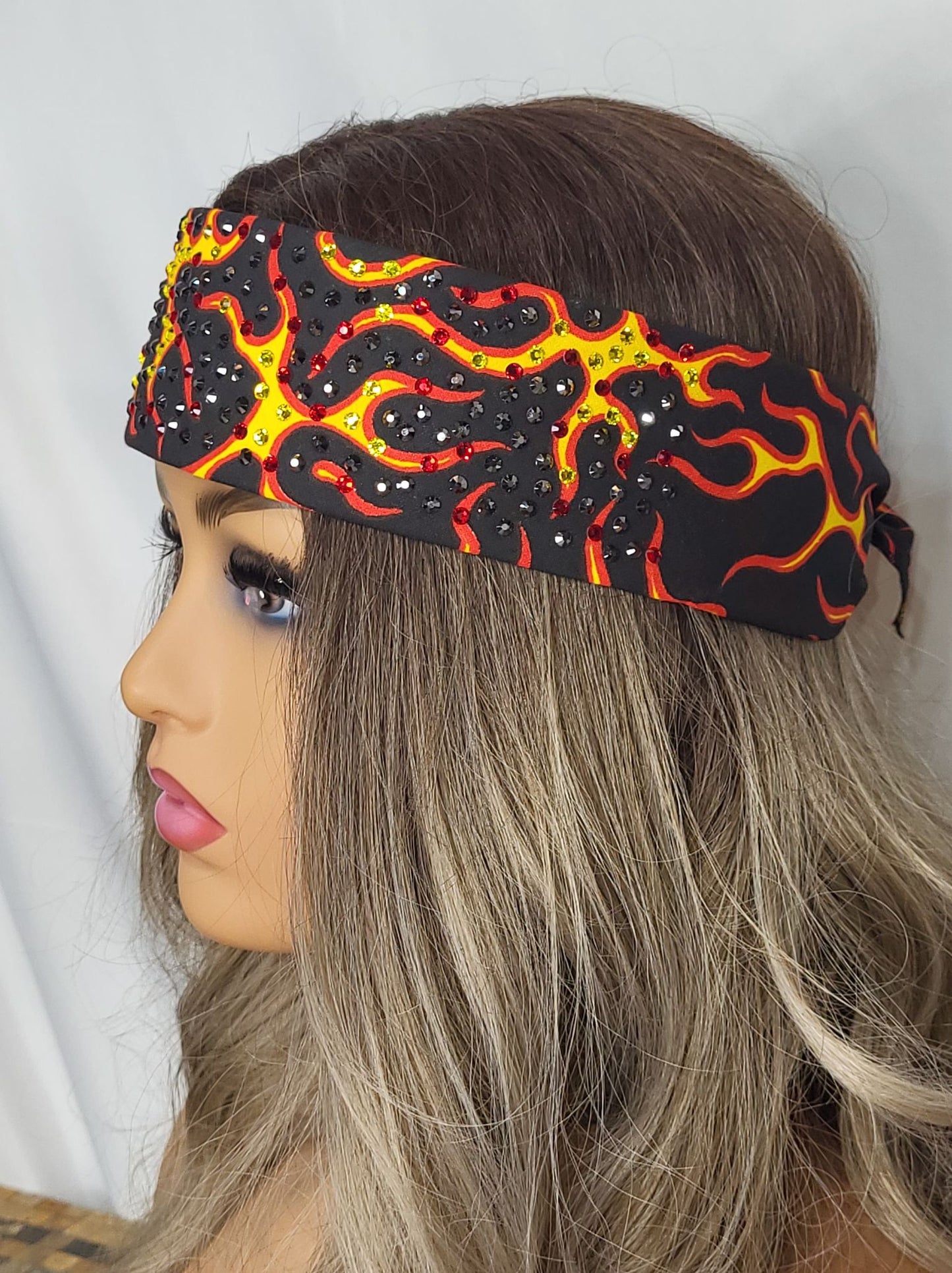 LeeAnnette Narrow Flames with Black, Red and Yellow Austrian Crystals (4992)