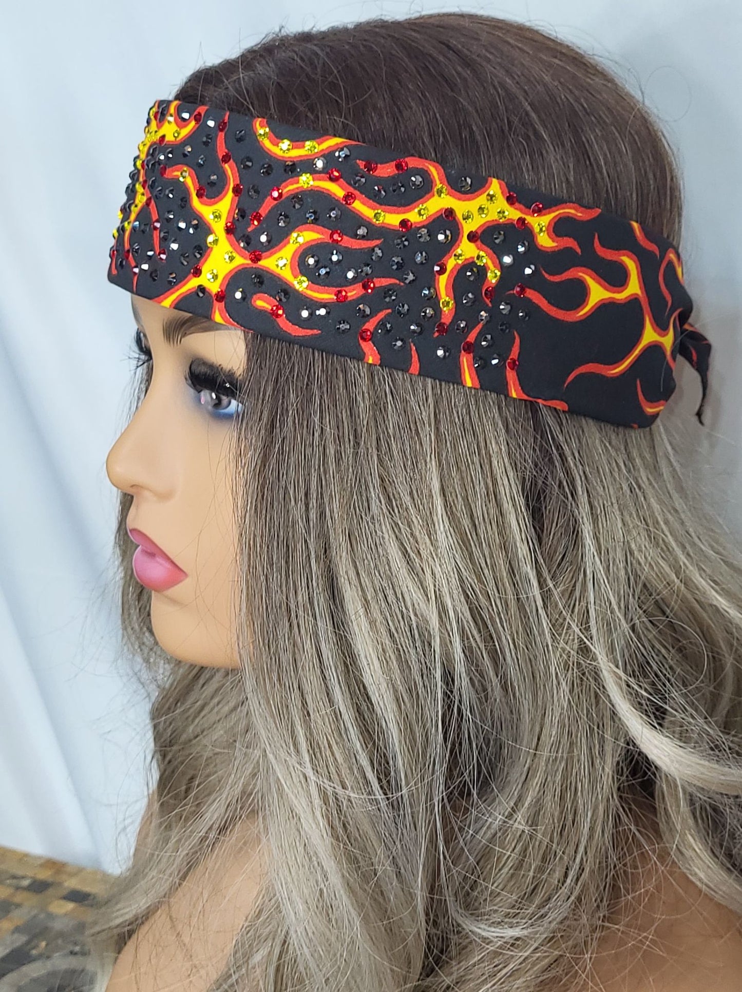LeeAnnette Narrow Flames with Black, Red and Yellow Austrian Crystals (4992)