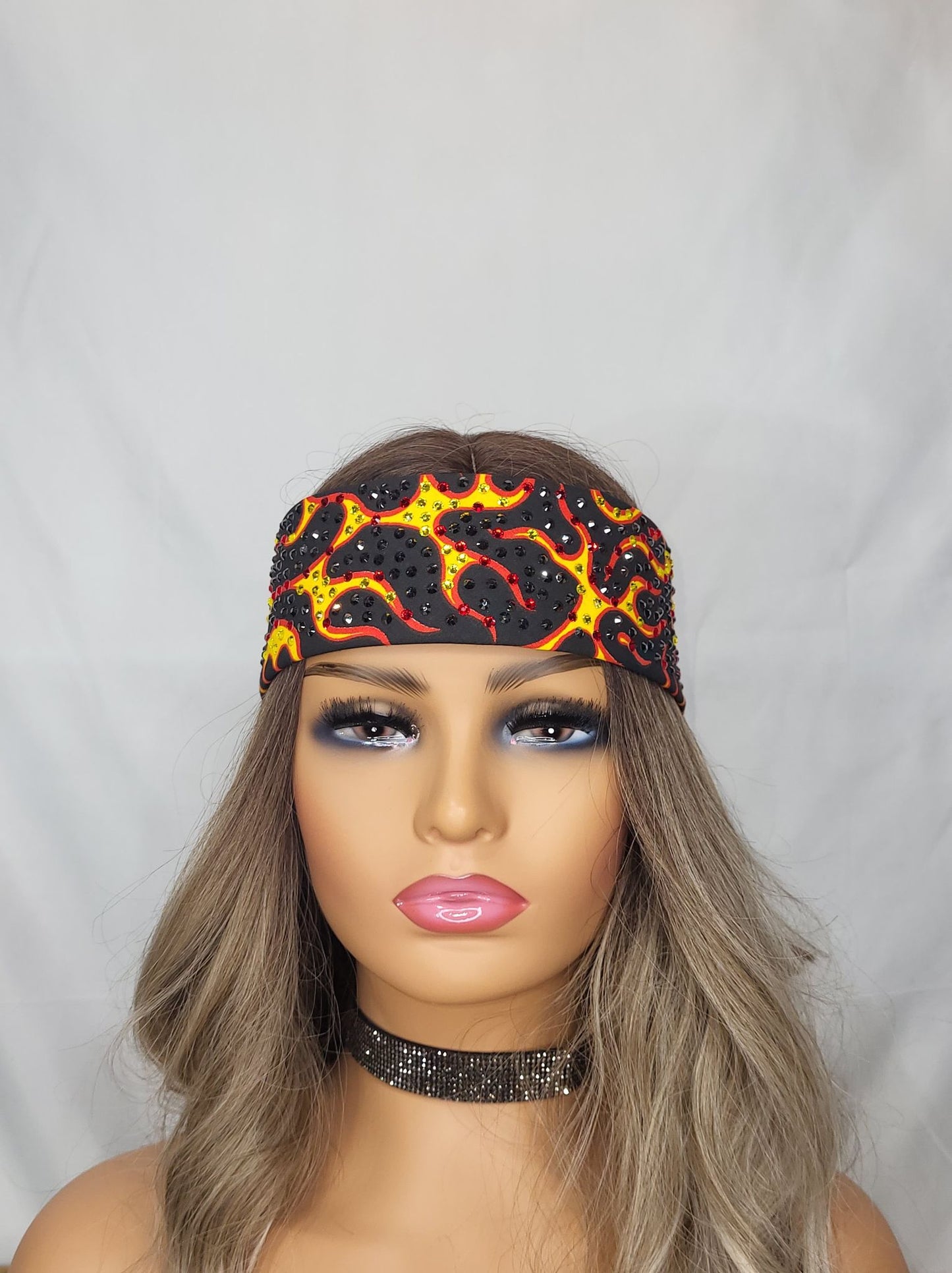 LeeAnnette Narrow Flames with Black, Red and Yellow Austrian Crystals (4992)