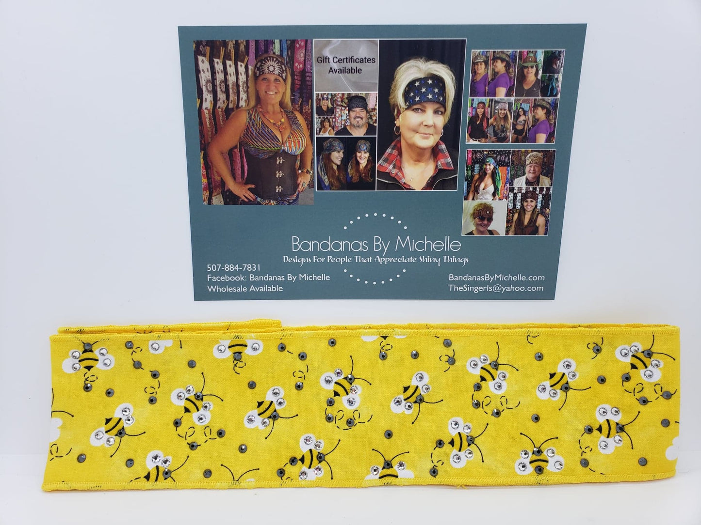 Bees Headband Strip with Black and Diamond Clear Austrian Crystals (Sku5502)