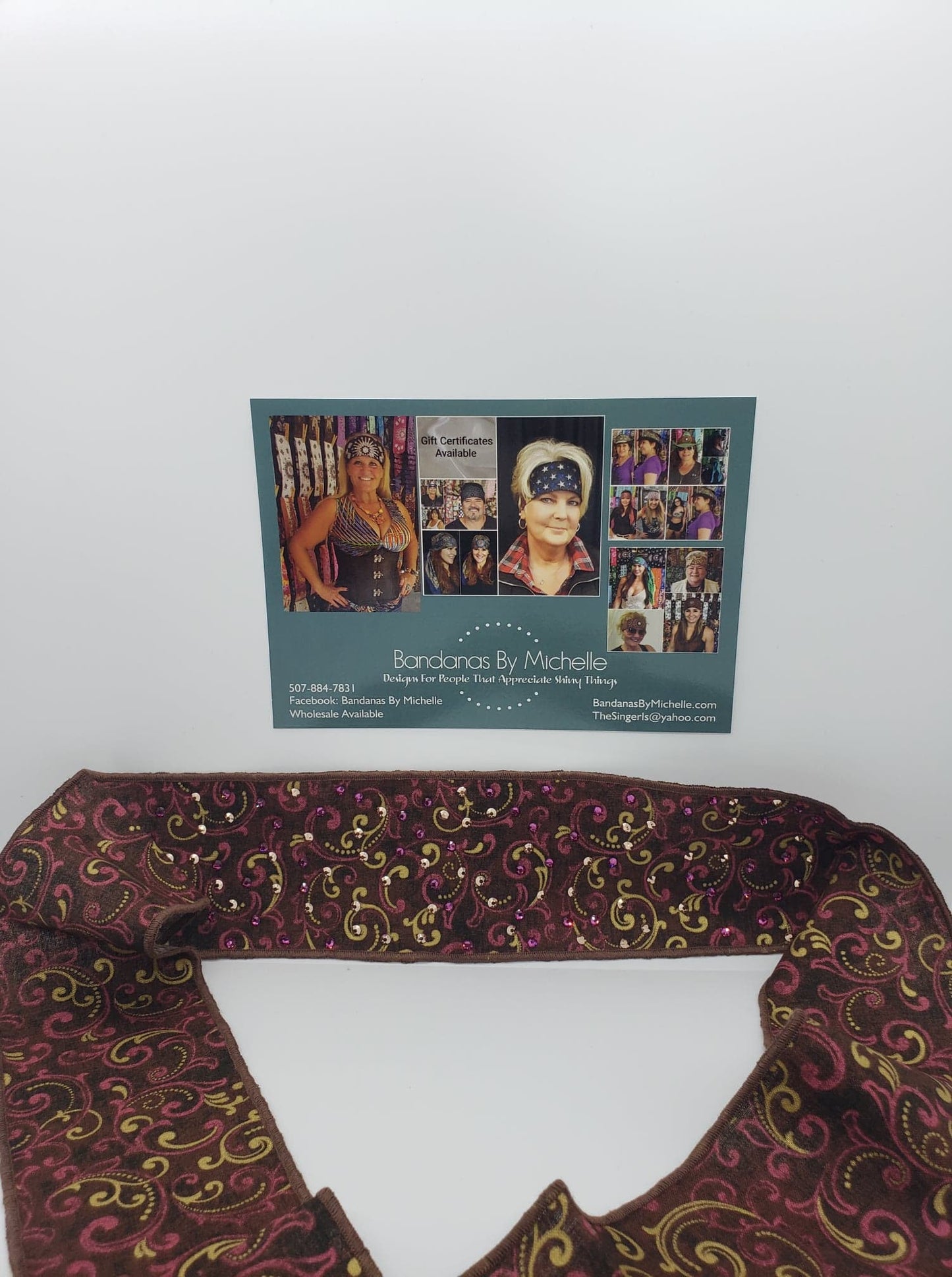 Rose and Gold Scroll Headband Strip with Fuchsia and Gold Swarovski Crystals (Sku5503)
