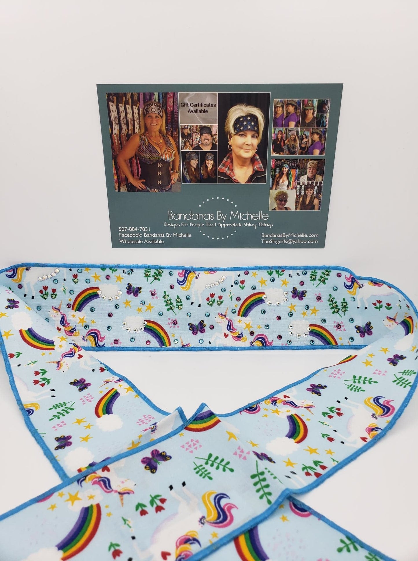 Rainbows and Unicorns Headband Strips with Multi-Colors of Swarovski Crystals (Sku5504)