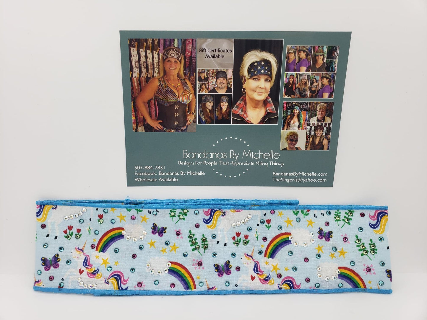 Rainbows and Unicorns Headband Strips with Multi-Colors of Swarovski Crystals (Sku5504)