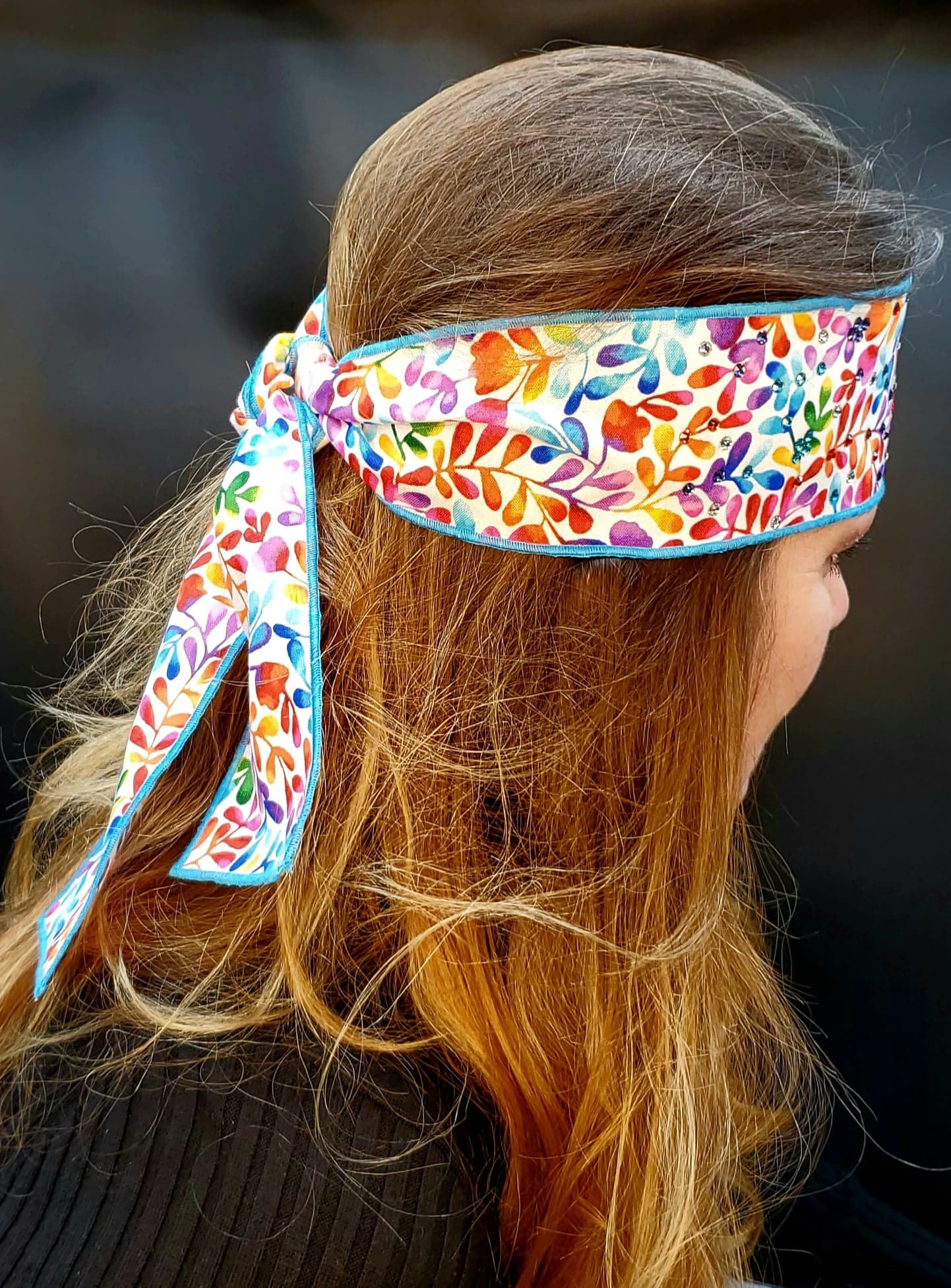 Bright Leaves Headband Strip with Multi-Colors of Austrian Crystals (Sku5524)