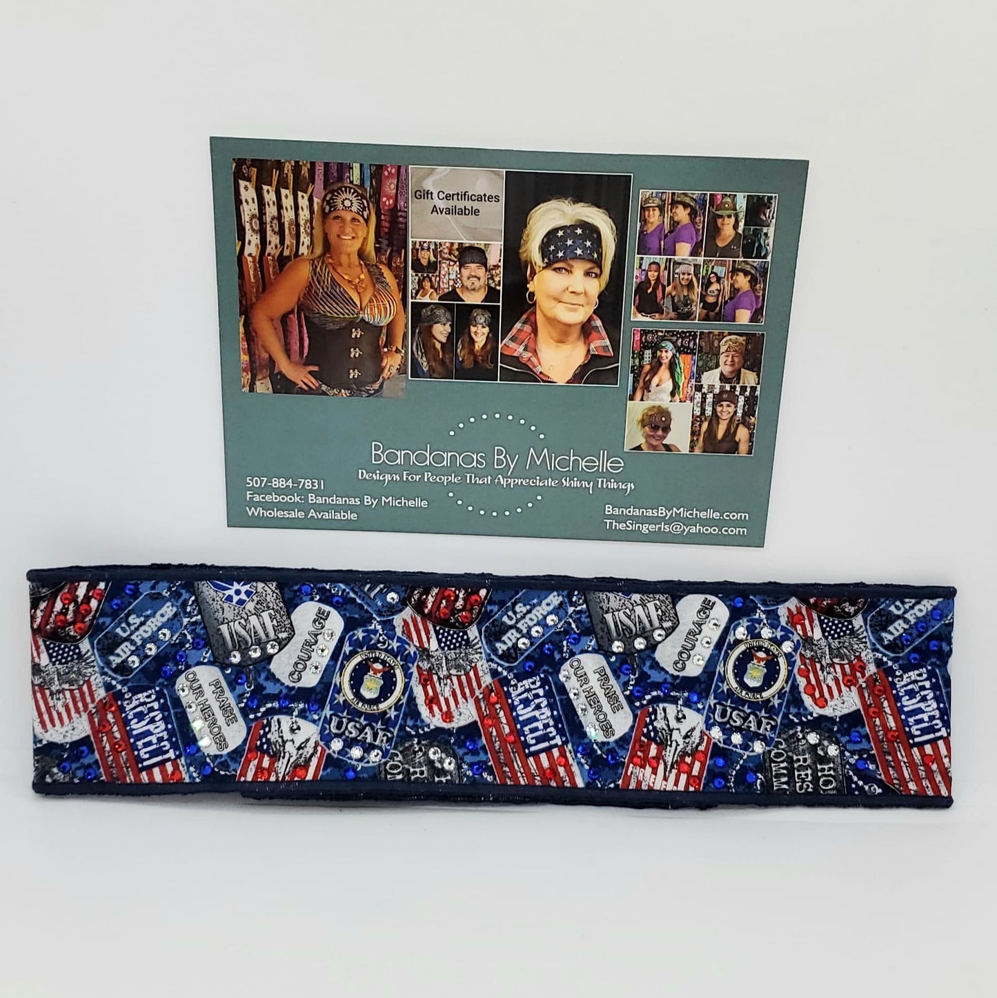 Air Force Headband Strip with Austrian Crystals (Sku5536)