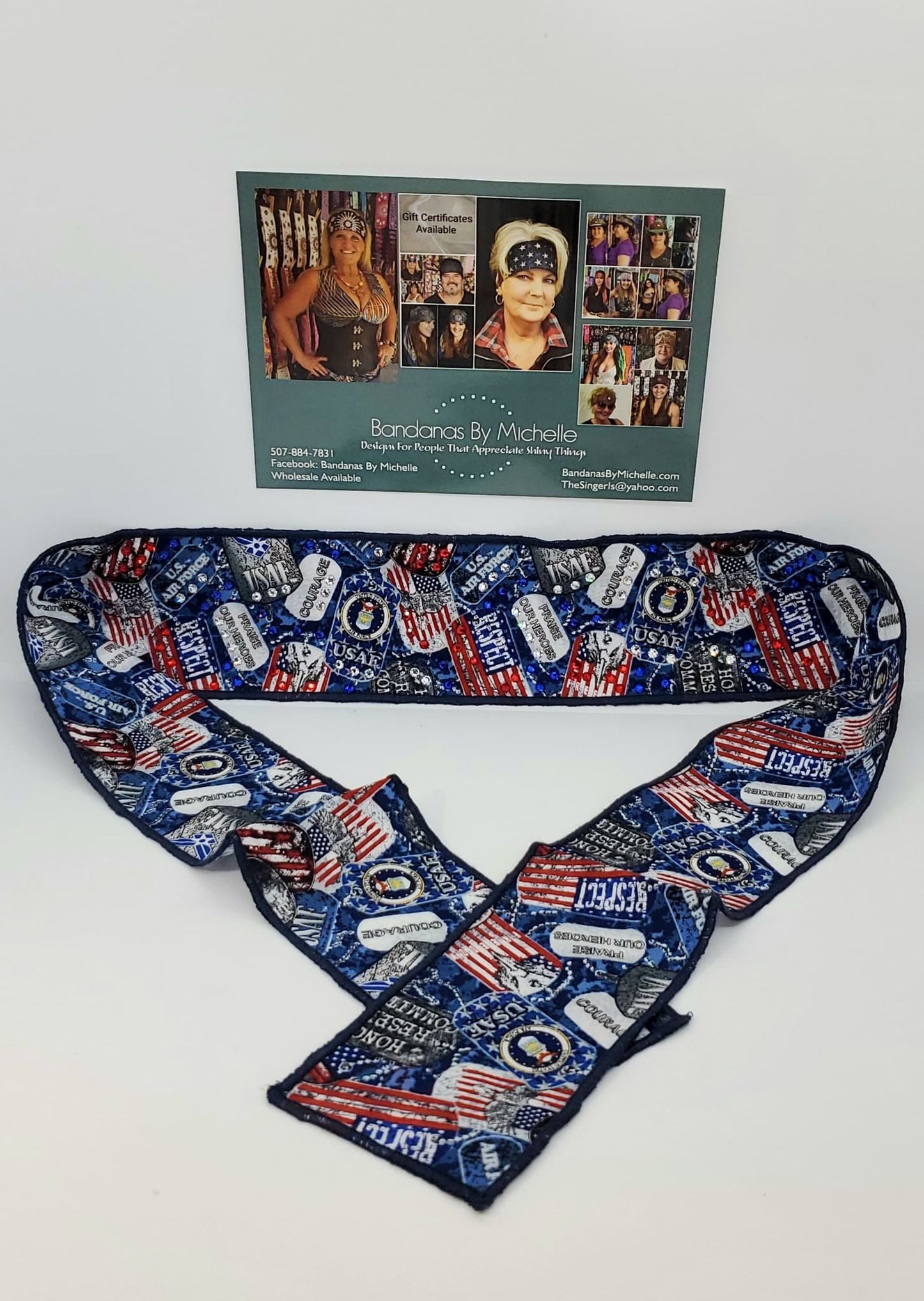 Air Force Headband Strip with Austrian Crystals (Sku5536)