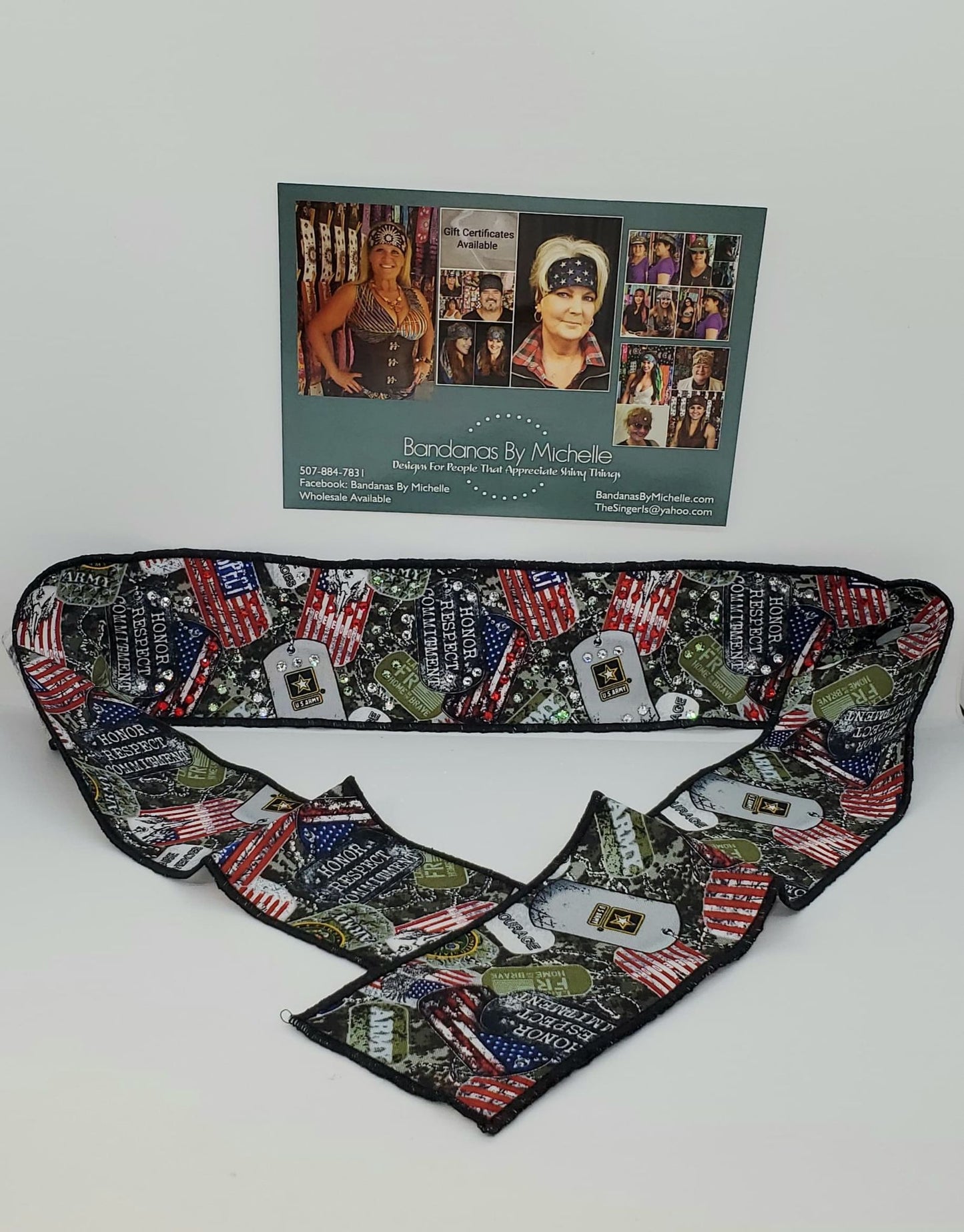 Army Headband Strip with Swarovski Crystals (Sku5537)