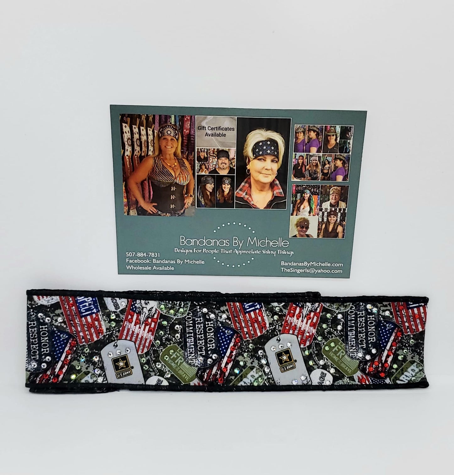 Army Headband Strip with Swarovski Crystals (Sku5537)