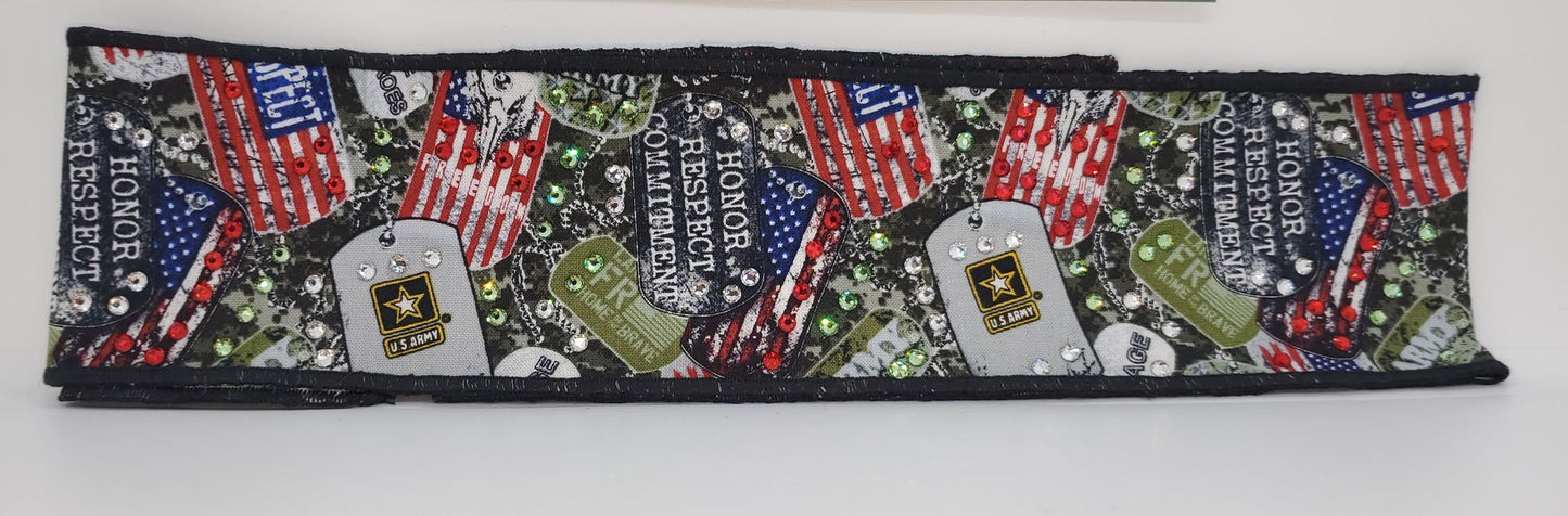 Army Headband Strip with Swarovski Crystals (Sku5537)