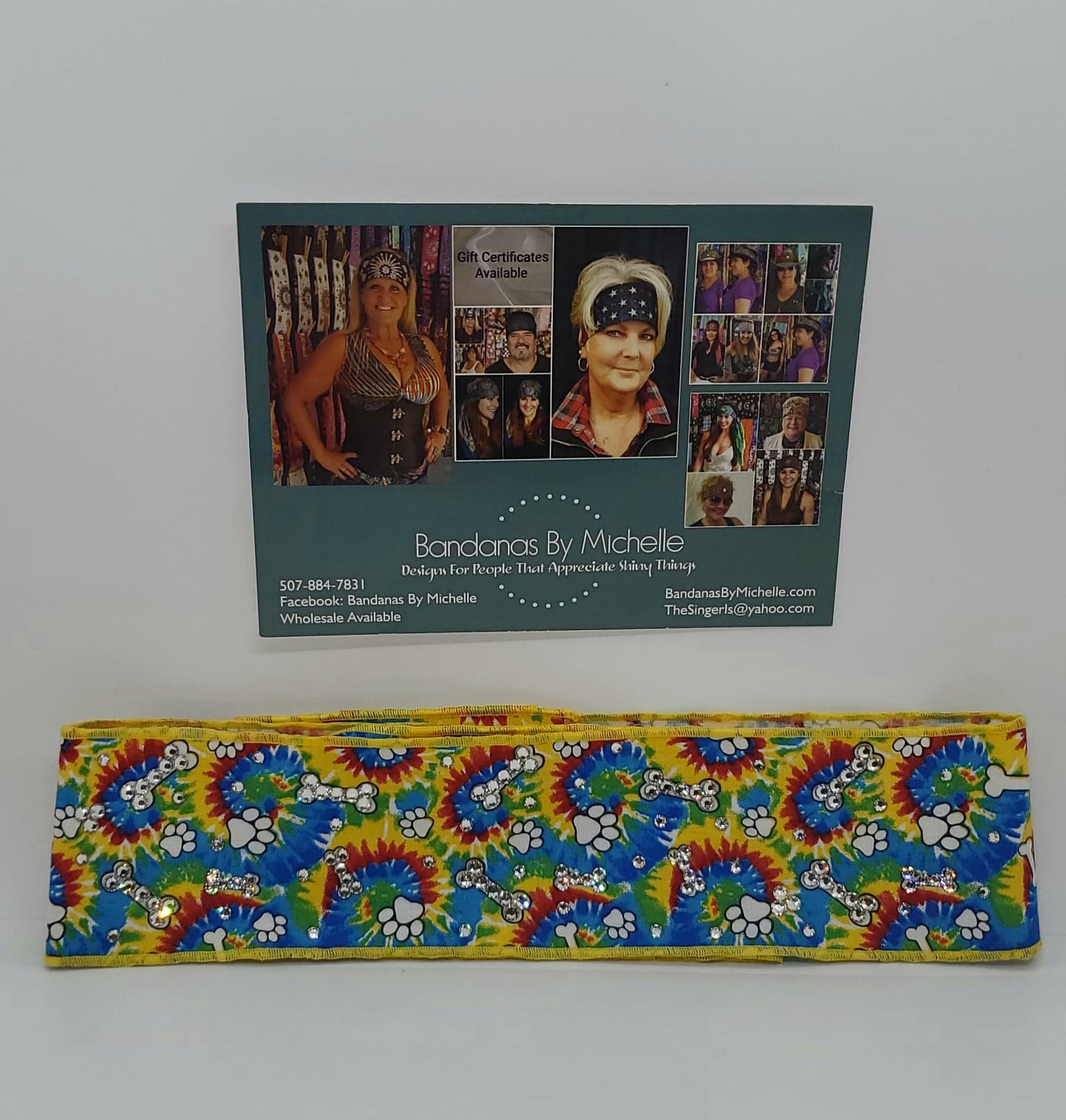 Dog Bones Headband Strip with Diamond Clear Austrian Crystals (Sku5543)