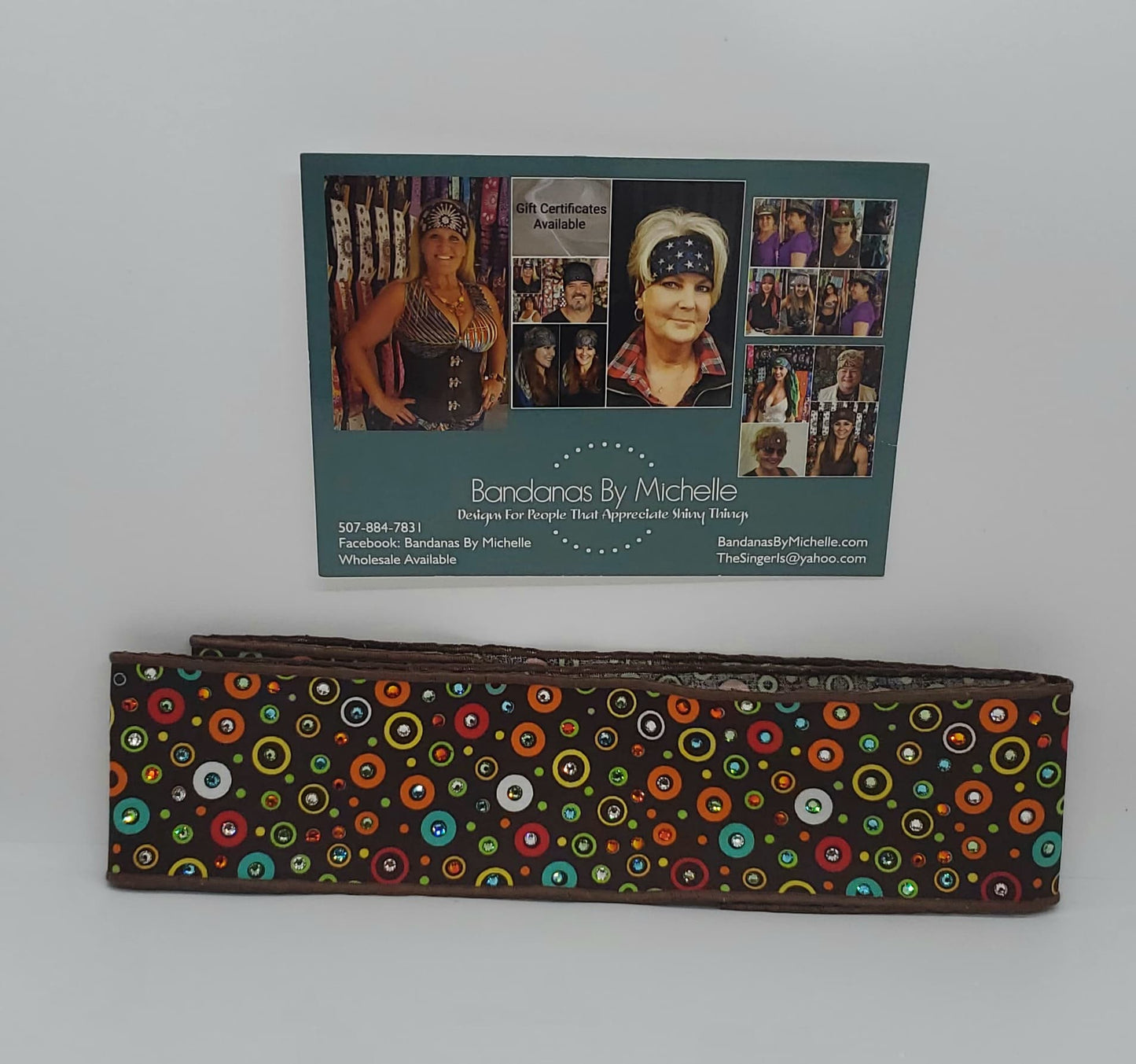 Polka Dot Headband Strip with Turquoise, Fire Opal, Green Diamond Clear Swarovski Crystals (Sku5550)