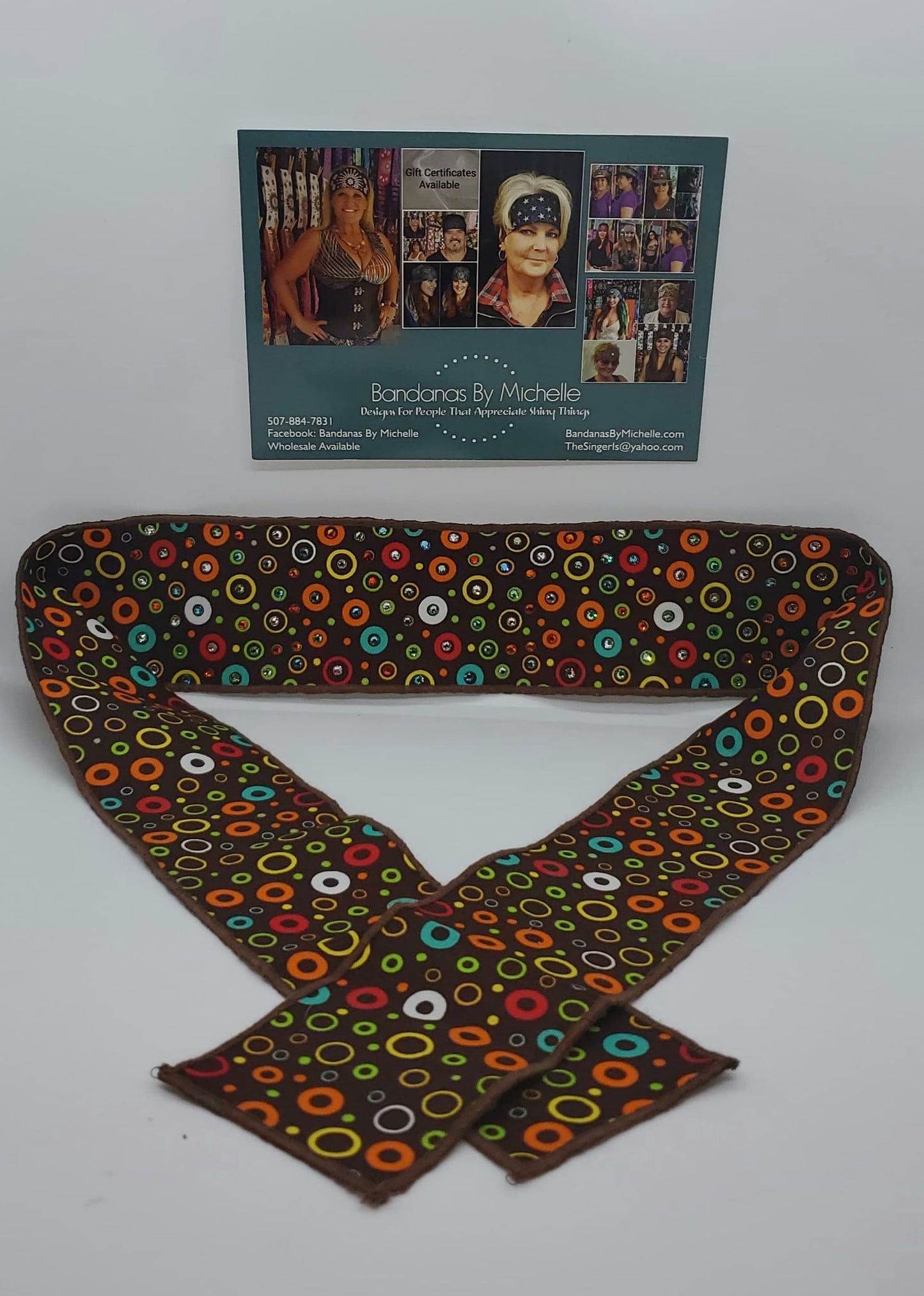 Polka Dot Headband Strip with Turquoise, Fire Opal, Green Diamond Clear Swarovski Crystals (Sku5550)