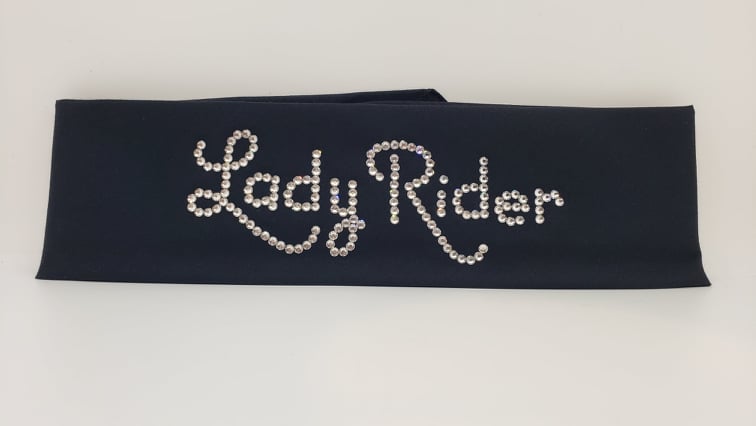 Lady Rider Black Bandana with Diamond Clear Austrian Crystals (Sku6032)