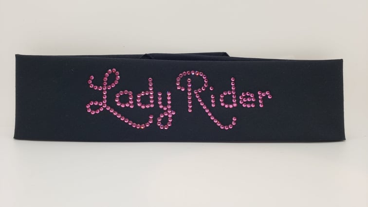 Lady Rider Black Bandana with Fuchsia Austrian Crystals (Sku6033)
