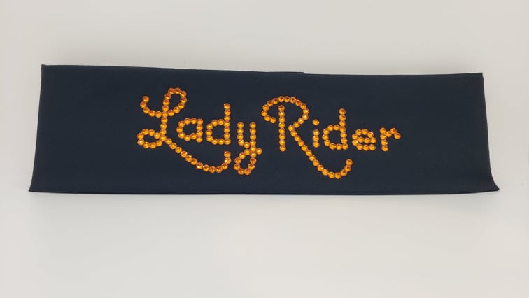 Lady Rider Black Bandana with Orange Austrian Crystals (Sku6034)