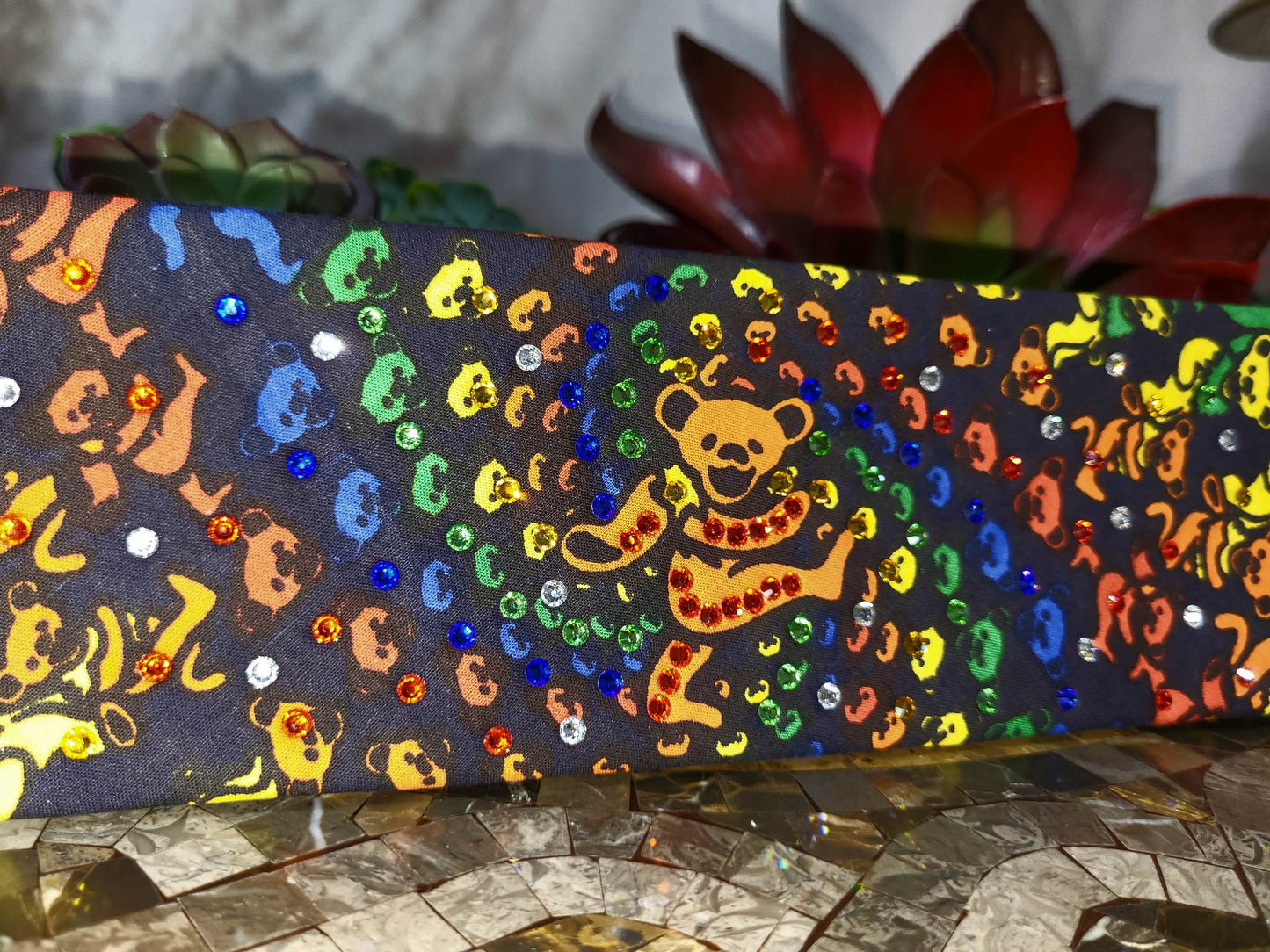 Dancing Bears Bandana with Multiple colors of Austrian Crystals (Sku6060)