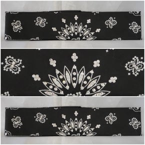 Bargain Narrow Black Bandana with Clear Crystals (Sku8038)