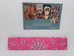 Narrow Bargain Bright Pink Paisley Bandana with Diamond Clear Crystals (Sku8051)