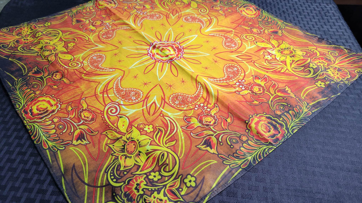Plain Yellow and Orange Flower Bandana (Sku8262)
