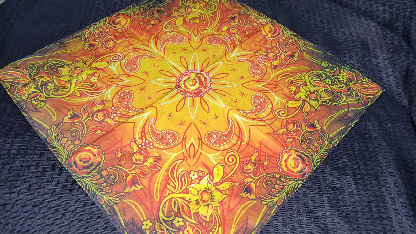 Plain Yellow and Orange Flower Bandana (Sku8262)