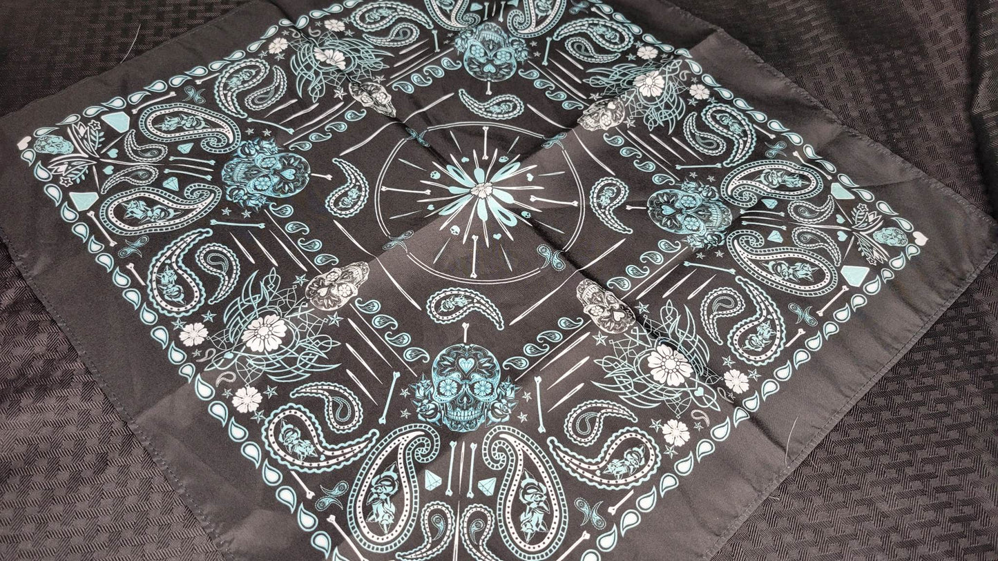 Plain Teal Skulls Bandana (Sku8276)