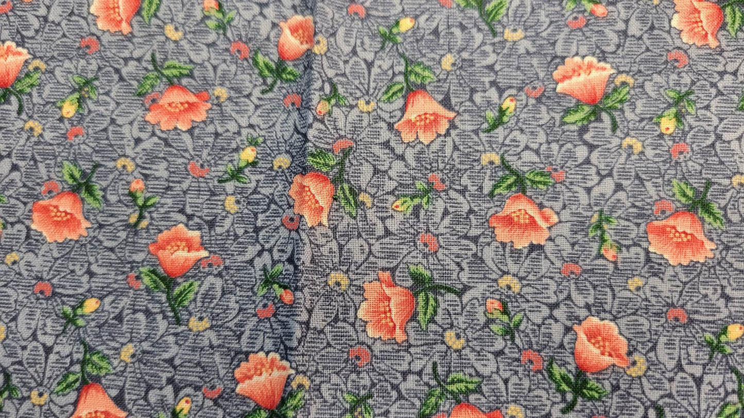 Plain Pink Flowers on Blue Bandana (Sku8288)