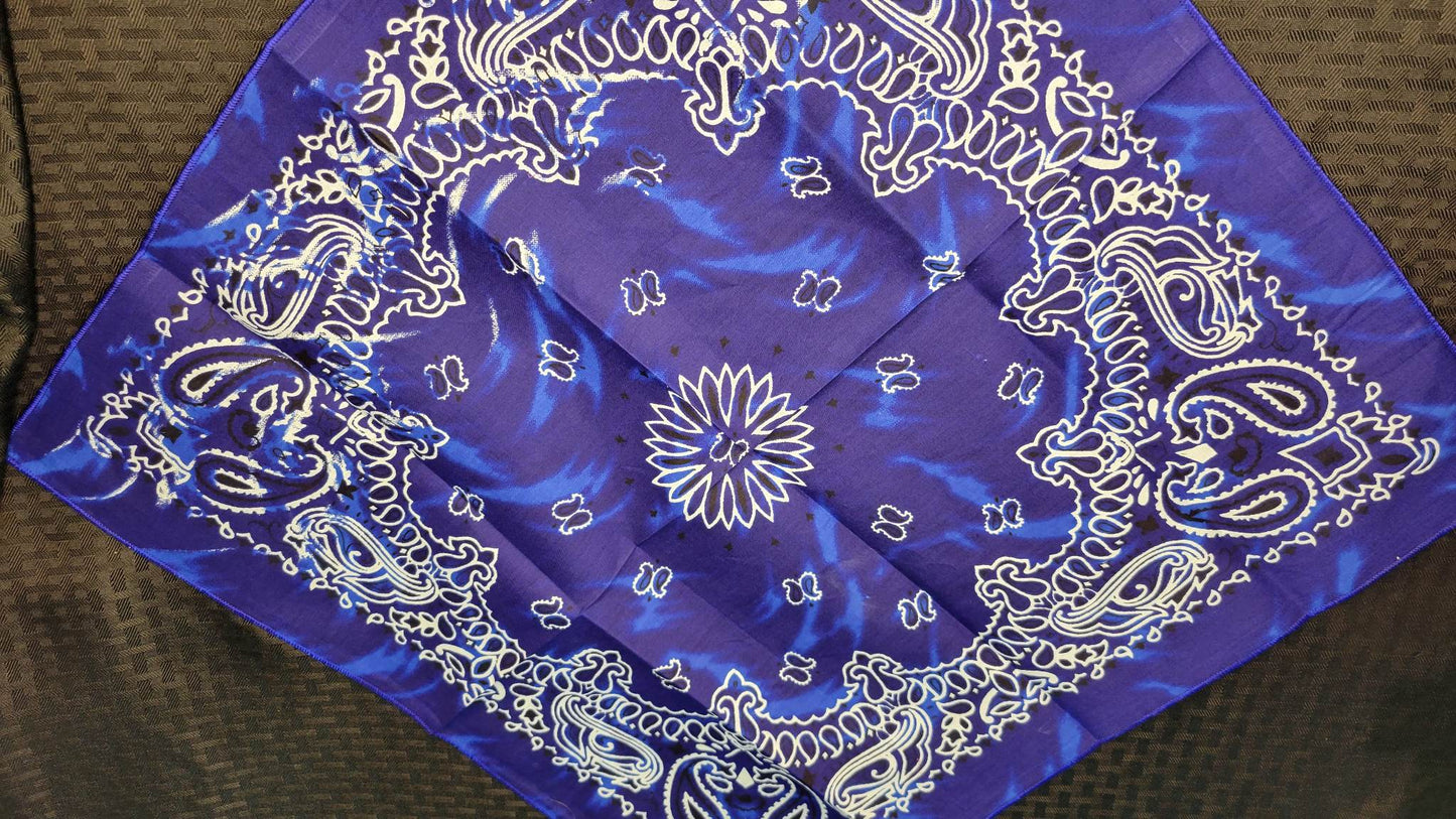 Plain Blue Marbled Paisley Bandana (Sku8292)