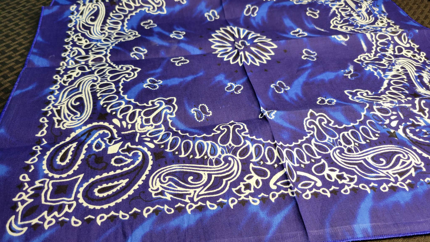 Plain Blue Marbled Paisley Bandana (Sku8292)