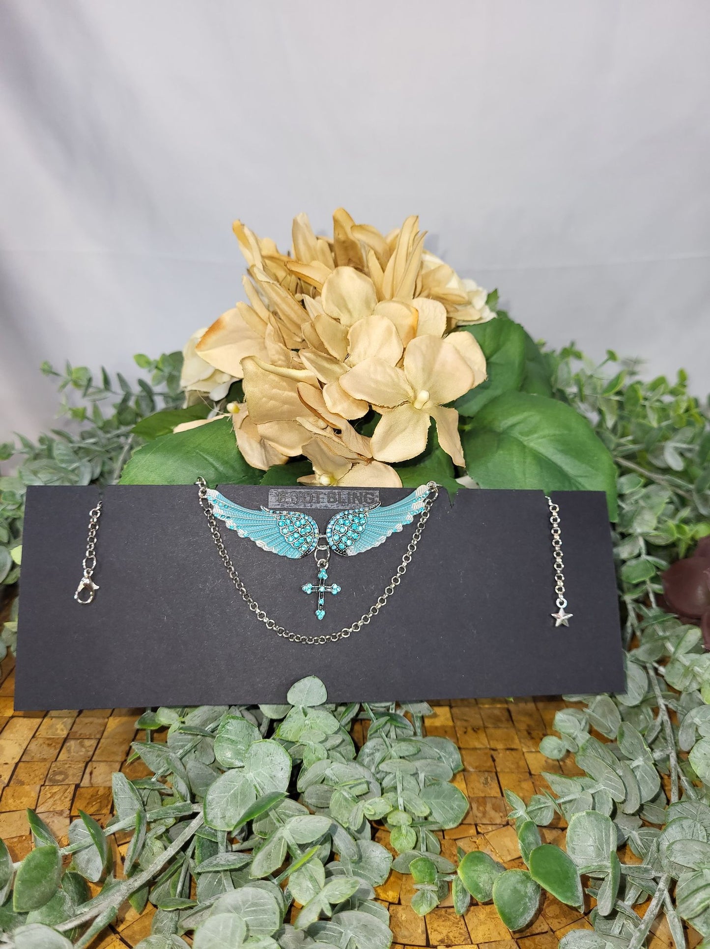 Angel Wings with Cross Choker/Boot Bling