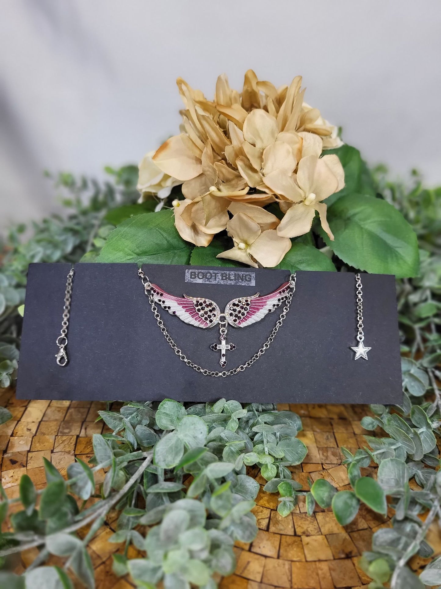 Angel Wings with Cross Choker/Boot Bling