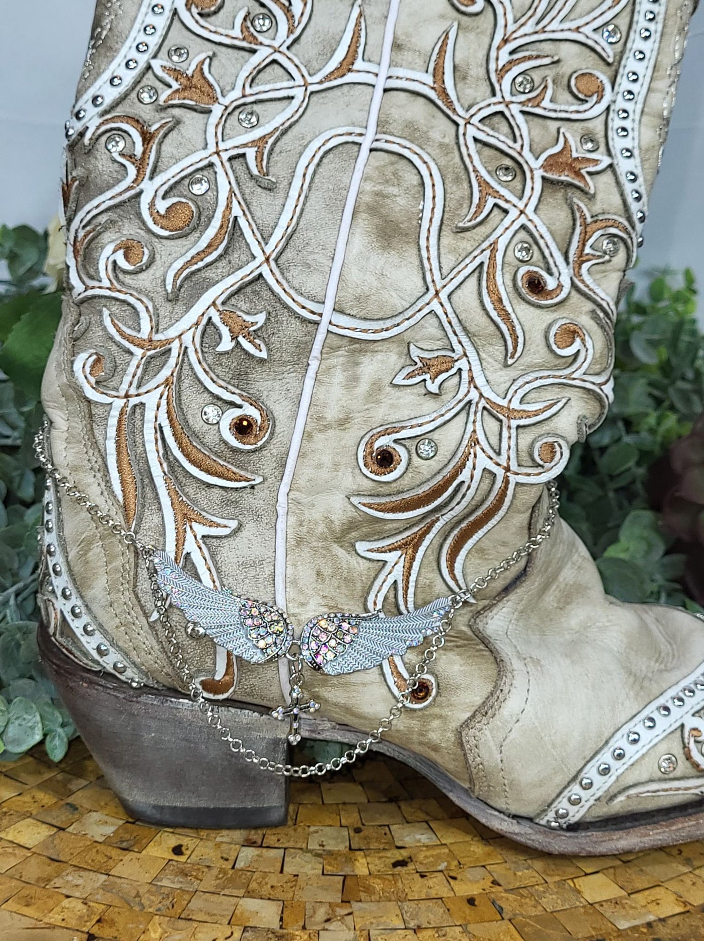 Angel Wings with Cross Choker/Boot Bling