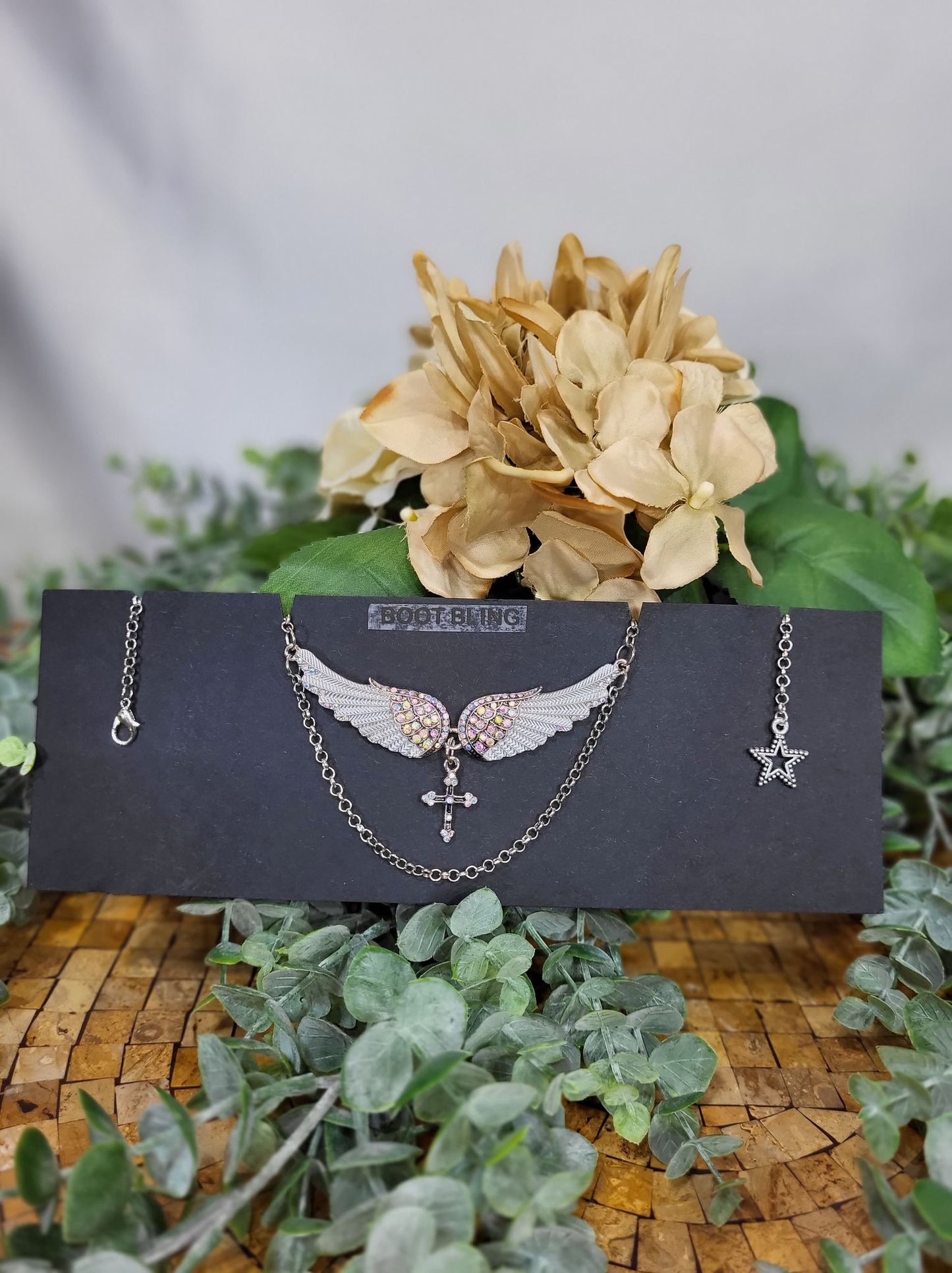 Angel Wings with Cross Choker/Boot Bling