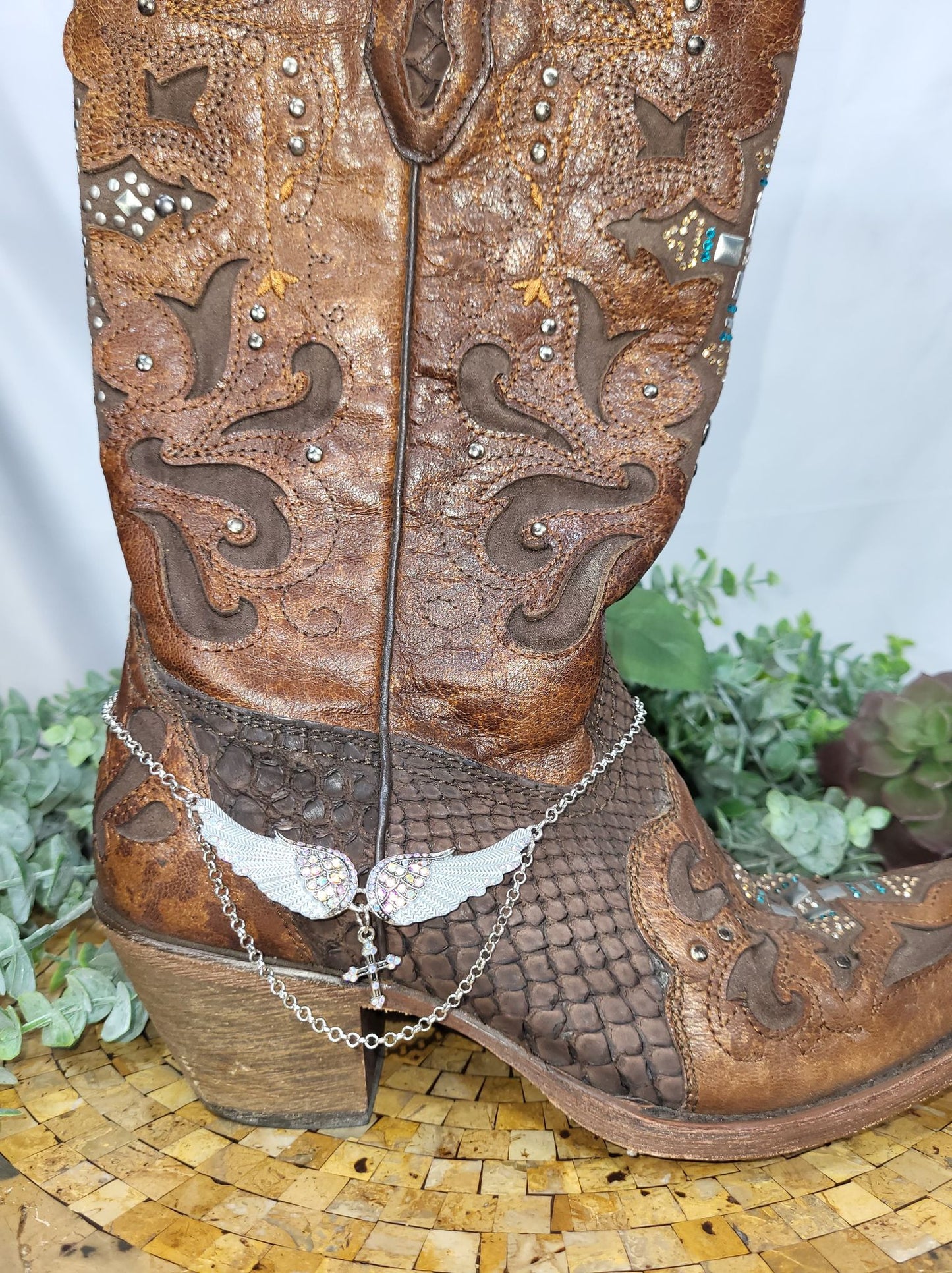 Angel Wings with Cross Choker/Boot Bling