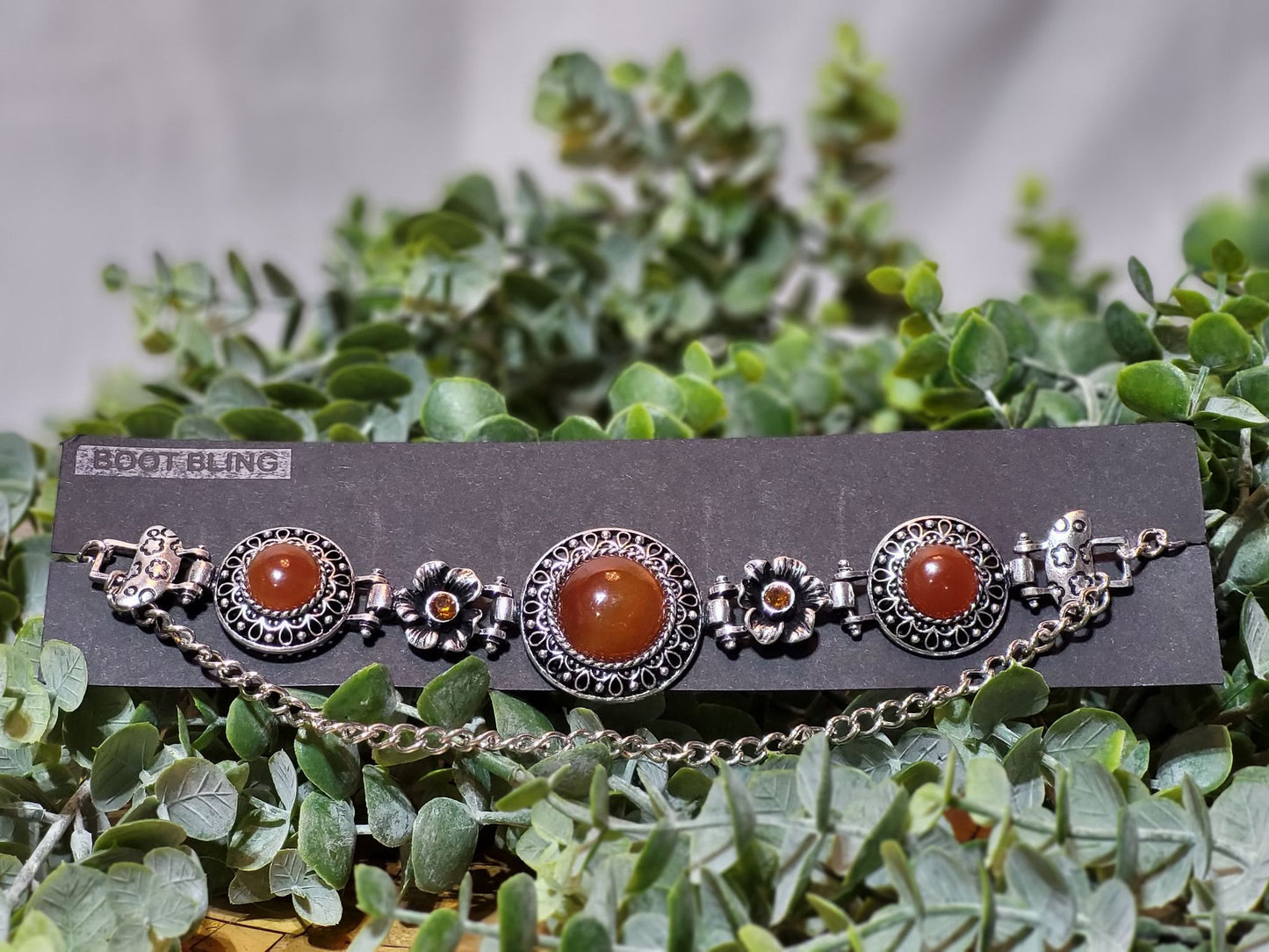 Silver Medallion with Brown Centers Choker/Boot Bling (8908)