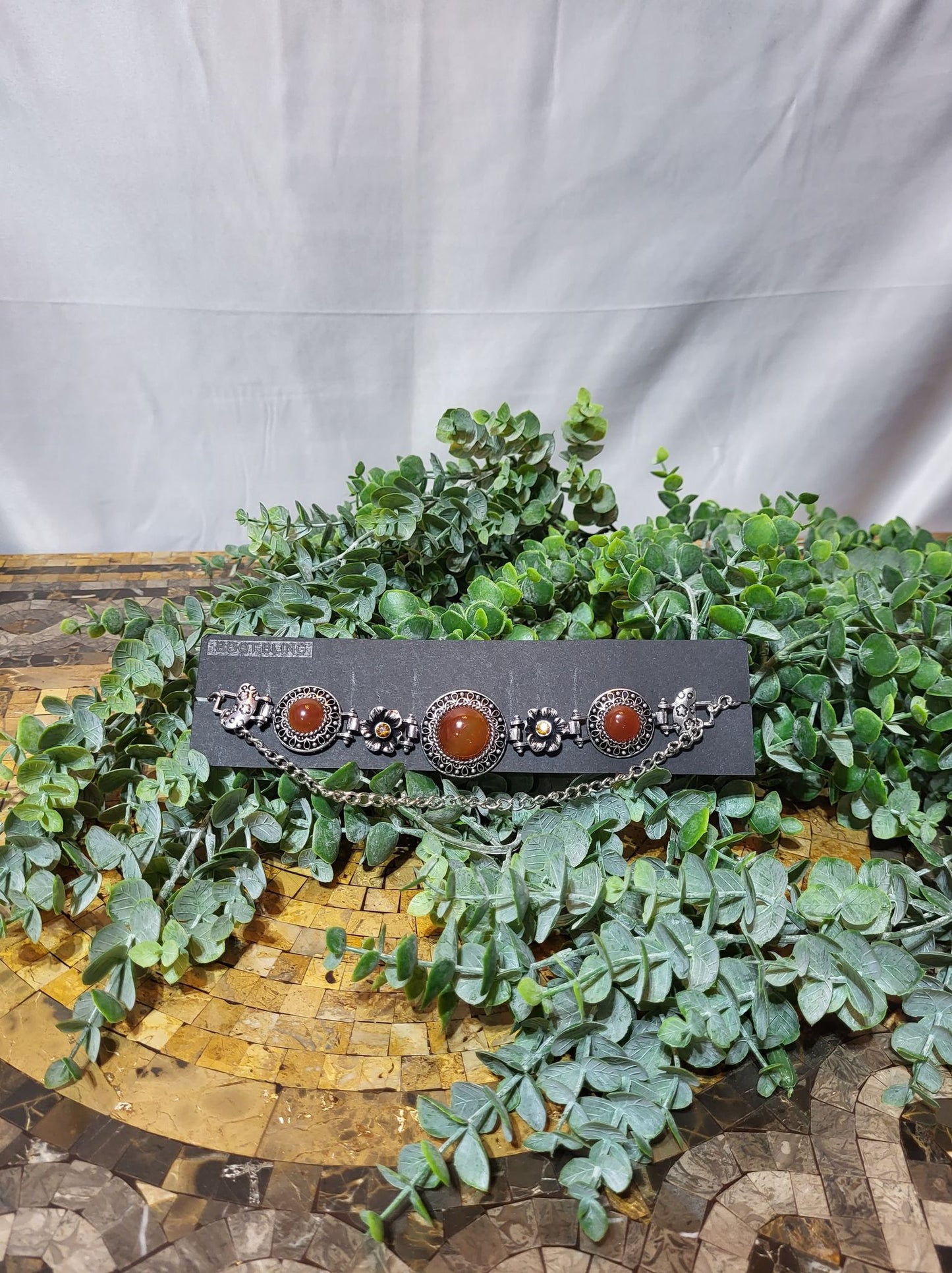 Silver Medallion with Brown Centers Choker/Boot Bling (8908)