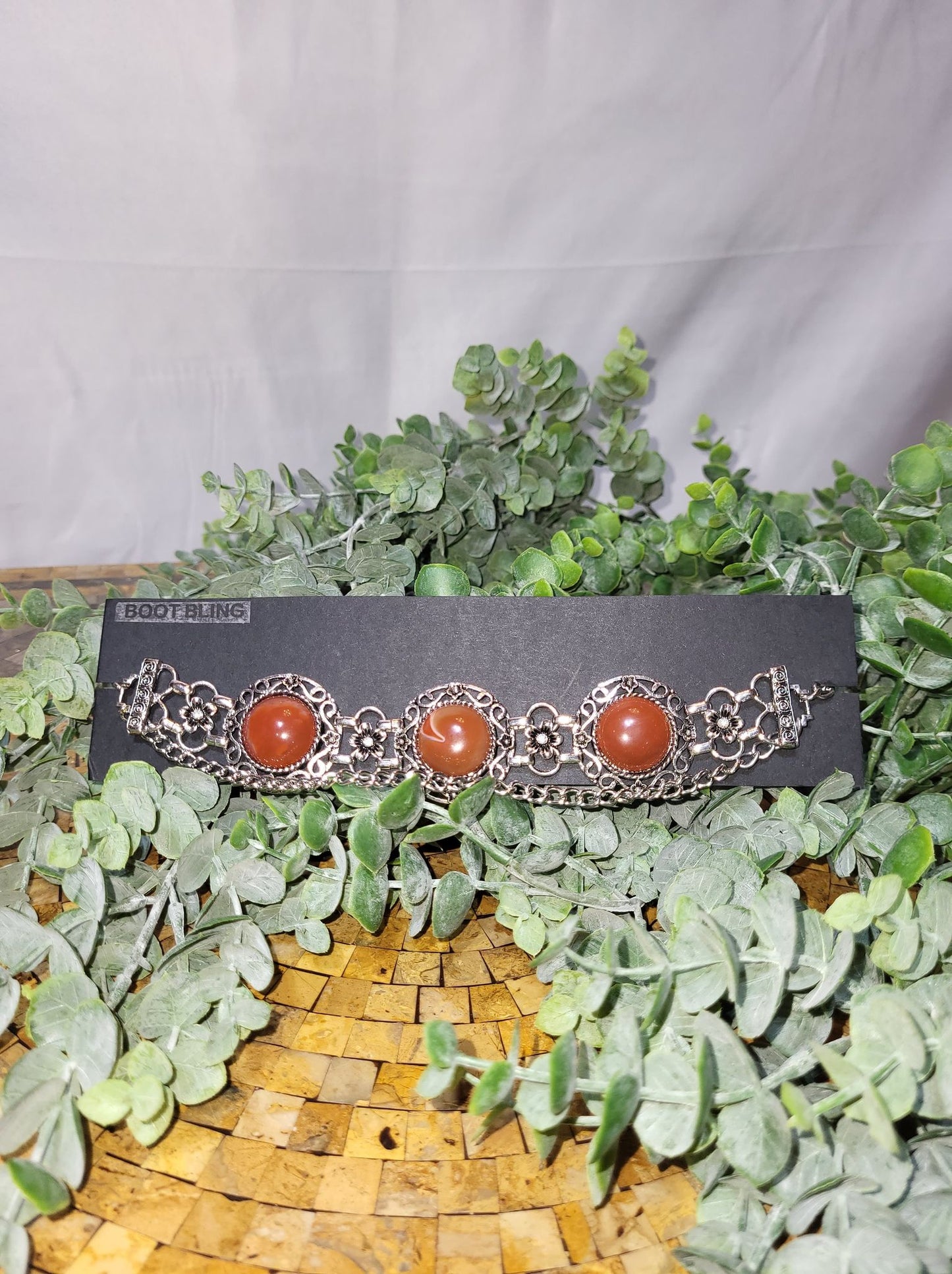 Silver Medallion with Brown Centers Choker/Boot Bling (8908)