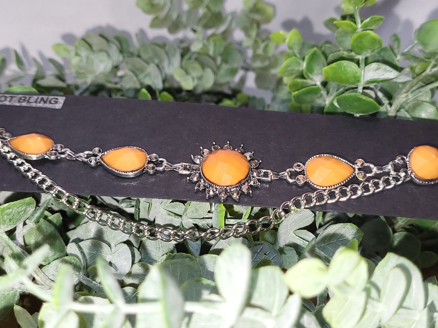 Silver Sun with Carmel Stones Choker/Boot Bling