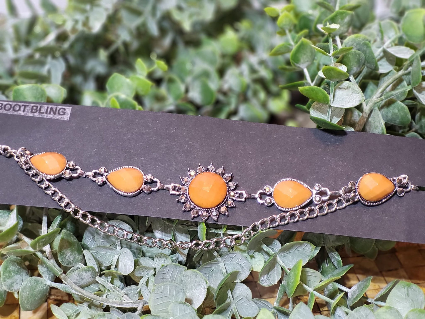 Silver Sun with Carmel Stones Choker/Boot Bling