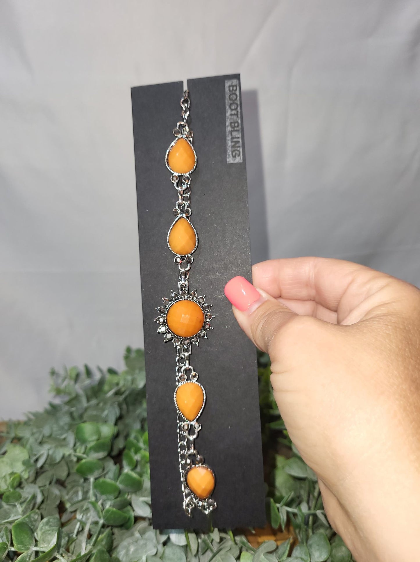 Silver Sun with Carmel Stones Choker/Boot Bling