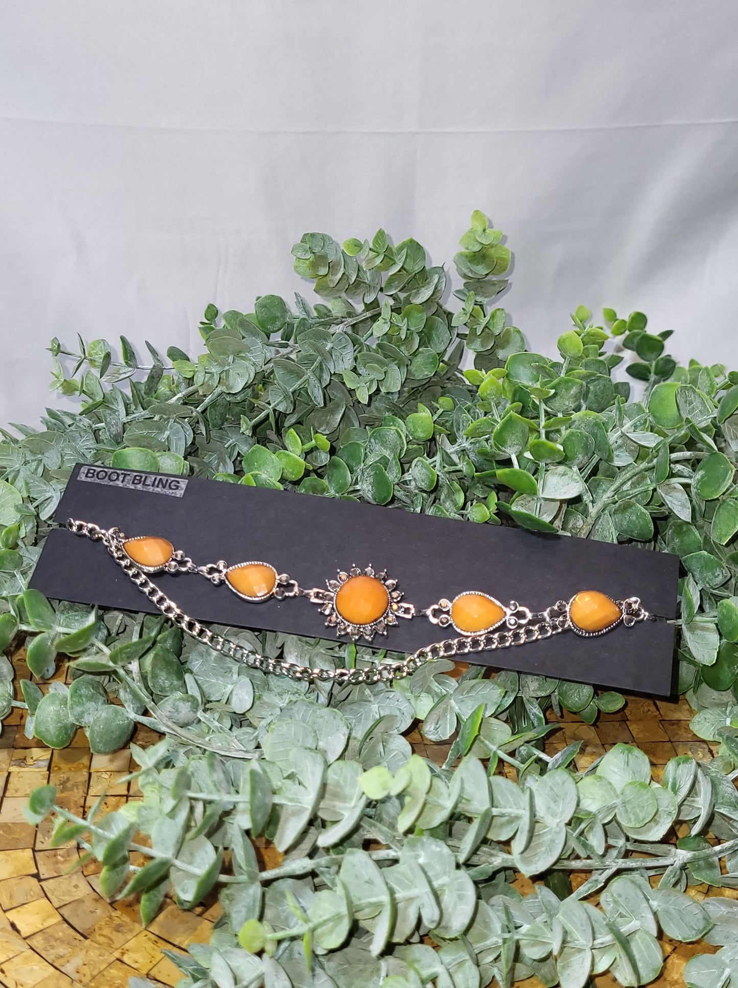 Silver Sun with Carmel Stones Choker/Boot Bling
