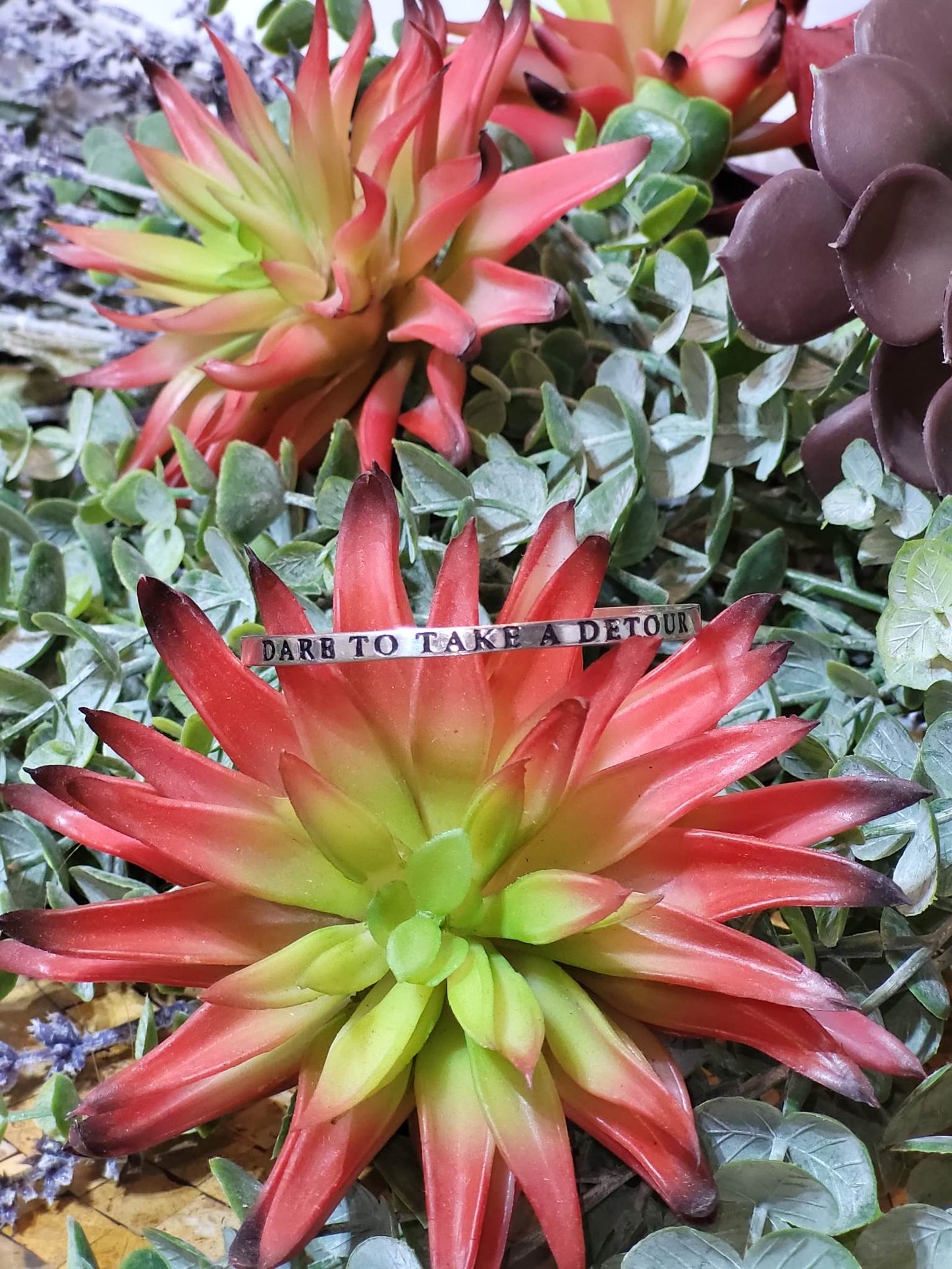 Silver "Dare To Take A Detour" Cuff Bracelet (Sku8938)