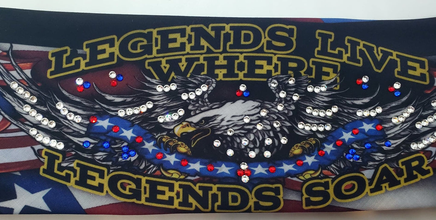 Legends Live Where Legends Soar with Red, Blue and Diamond Clear Austrian Crystals (Sku9302)