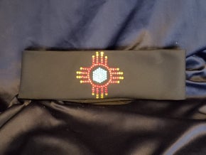 Zia on Black Bandana with Red, Yellow and Turquoise Swarovski Crystals (Sku9703)