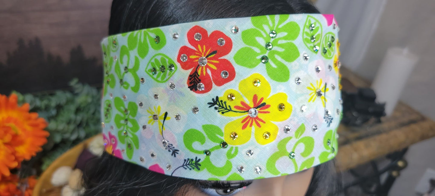 Red and Yellow Flowers with Yellow, Green and Diamond Clear Austrian Crystals (Sku9970)